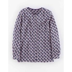 Boden Navy and Light Pink Geometric Long-Sleeve Blouse